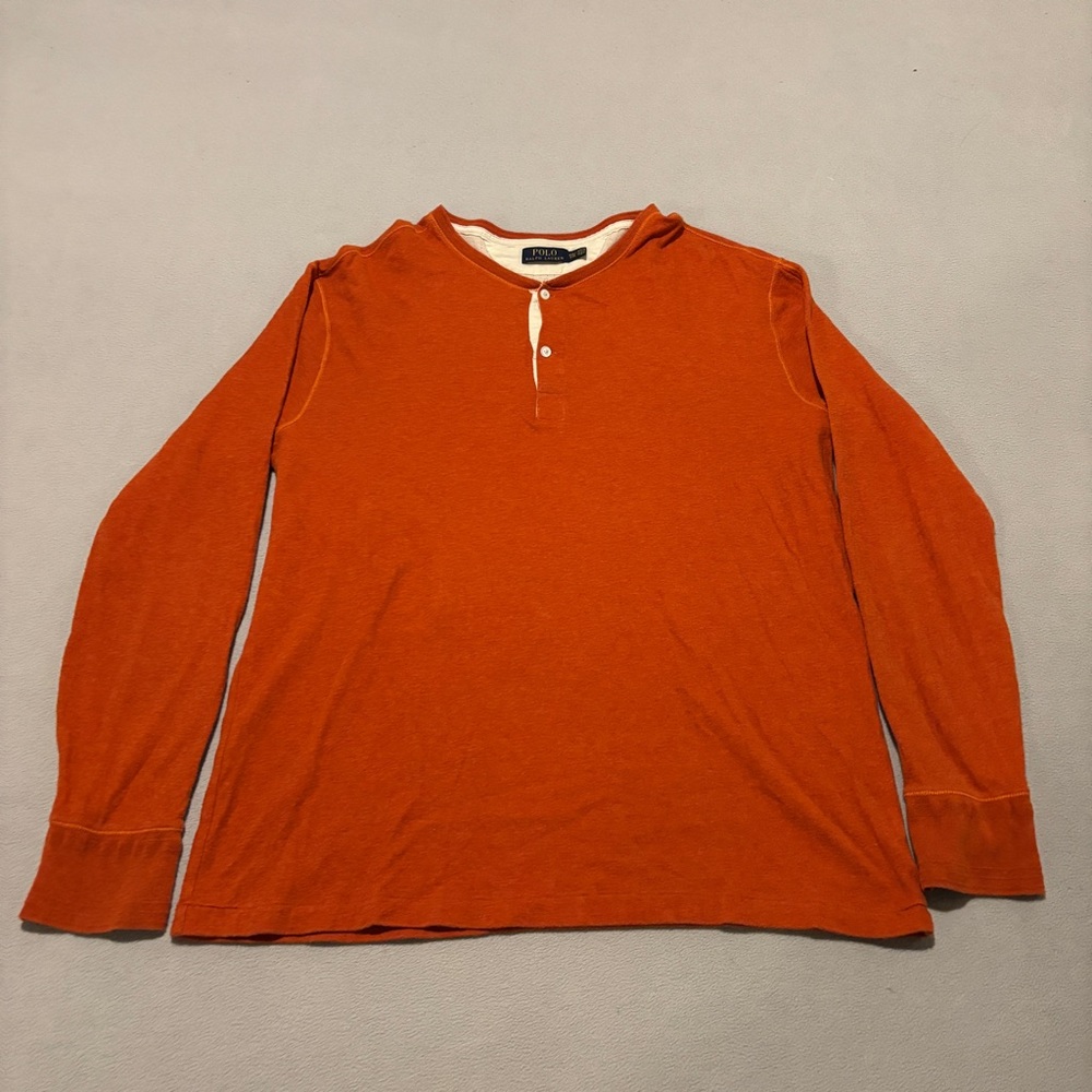 Polo Ralph Lauren Henley Shirts Size 2XL XXL‎ Orange Long Sleeves Fall Casual
